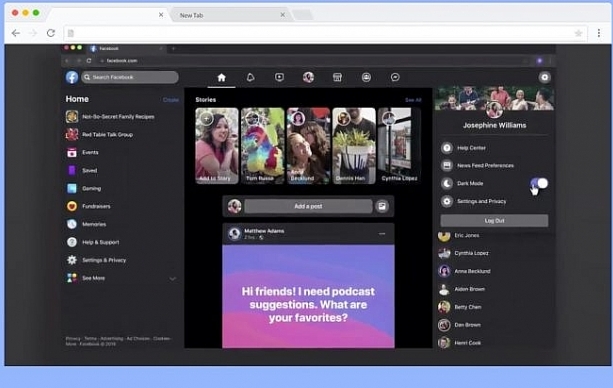 facebook bat dau thu nghiem che do toi tren web